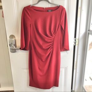 DKNY red women’s size 8 dress. Bat sleeves. New, with tags.